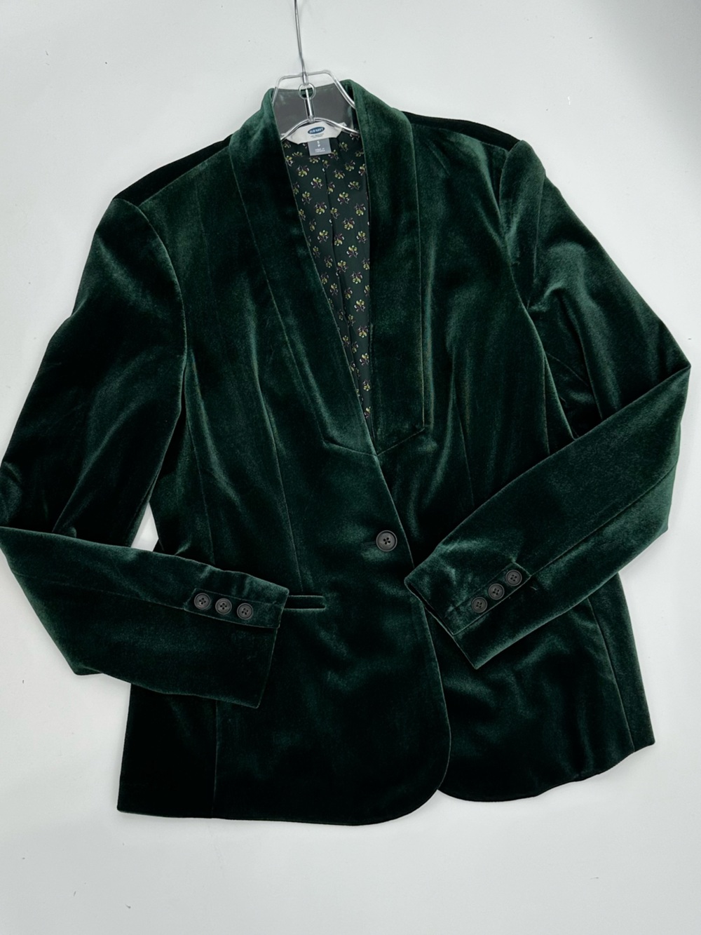 Old Navy Dark Holiday Green Velour Blazer size S